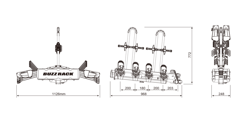 Buzzrack Eazzy 4 Bike Tow Bar Bik-3